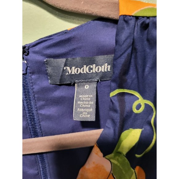 New Era By Modcloth Faux Wrap Dress Blue Peaches Sz 0 - Picture 8 of 9